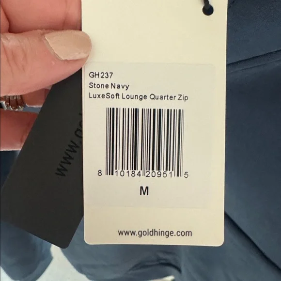 GOLDHINGE STONE NAVY LUXESOFT LOUNGE QUARTER ZIP-M - Picture 5 of 5